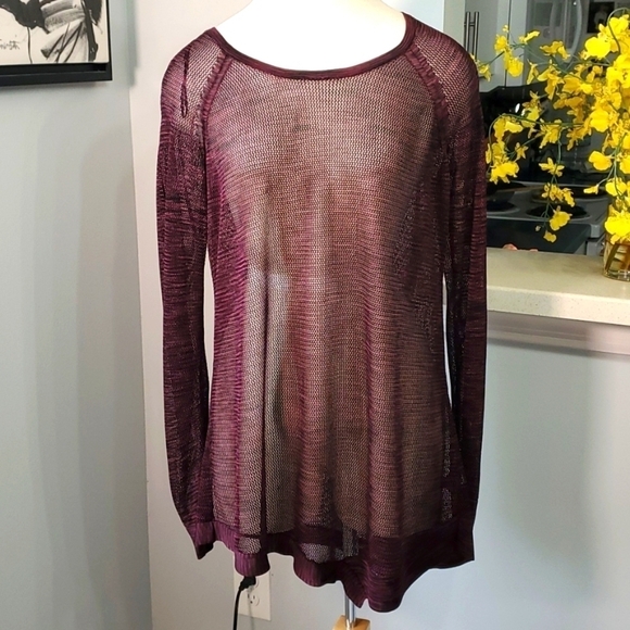 Rock & Republic mesh cover up. Burgundy size 1X. Good used condition. - Picture 1 of 8